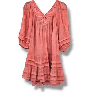 Monoreno Peach Layered Mini Dress